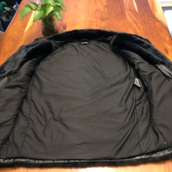 NWOT The Kooples Luxury Black Faux Fur Moto Bike Jacket Outerwear. Large. - Picture 8 of 16